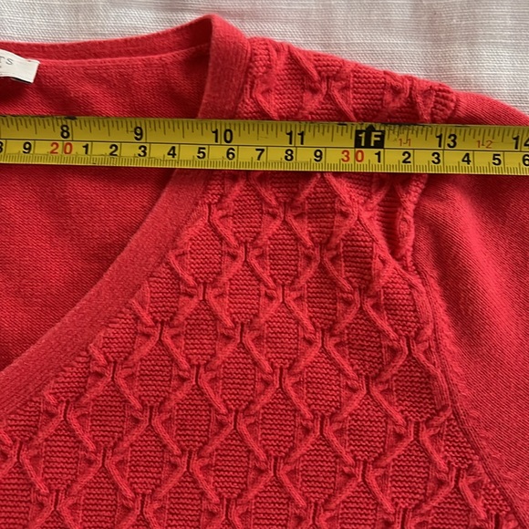 Talbots coral raised diamond stitching 3/4 length v-neck sweater - Picture 4 of 13